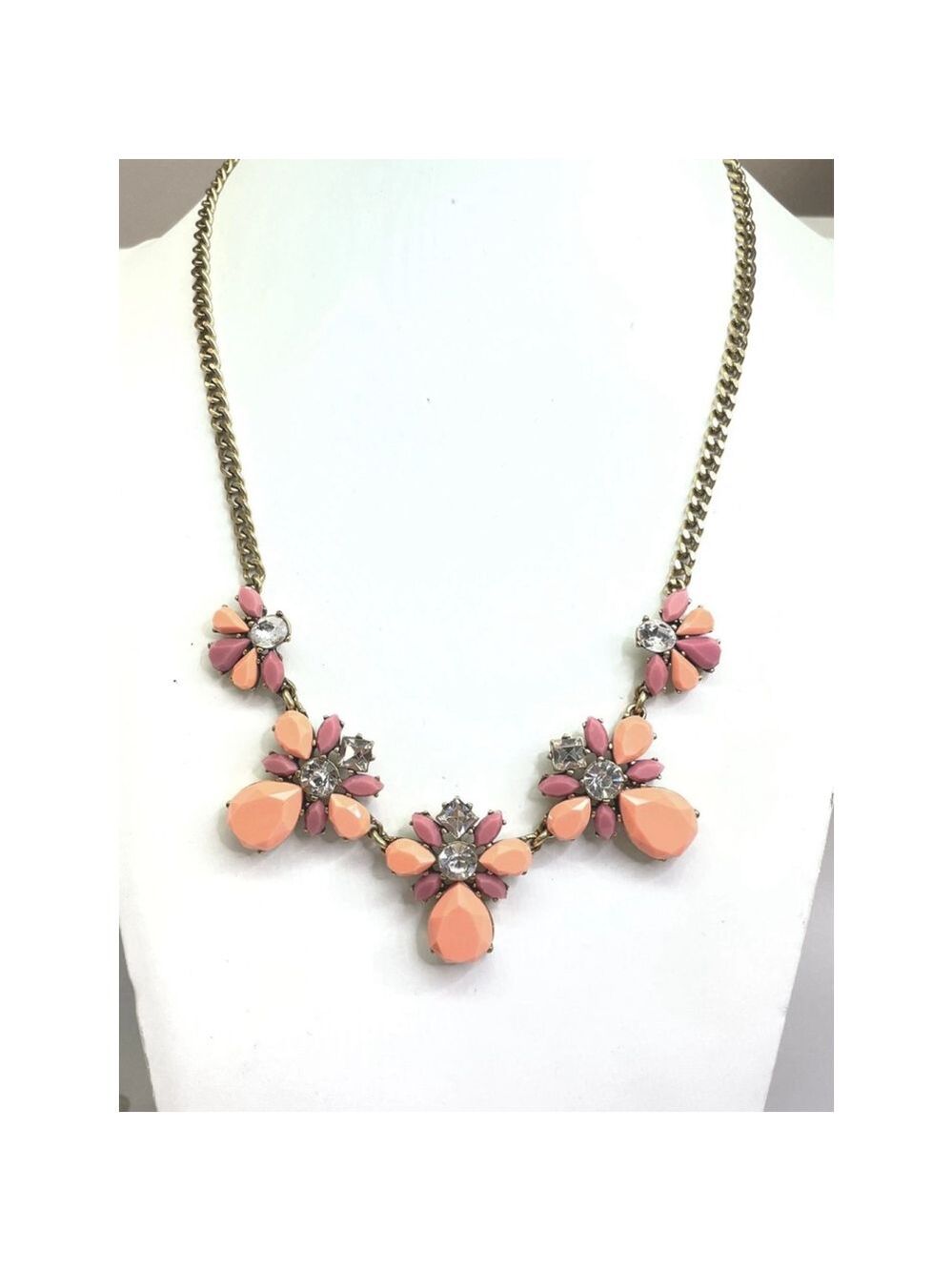 J.Crew Pink and Orange Crystal Statement Necklace 2172